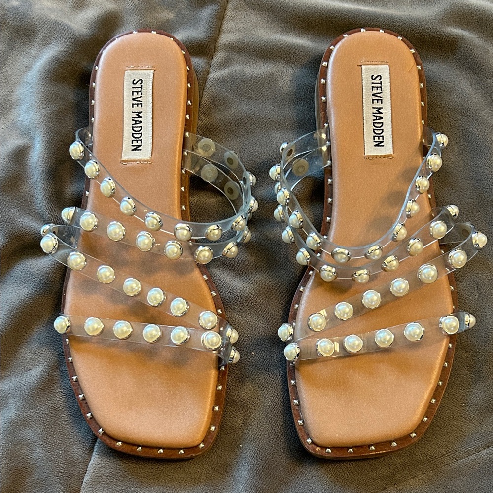 Steve Madden Women's Sandals with Pearl Accents - Tan
